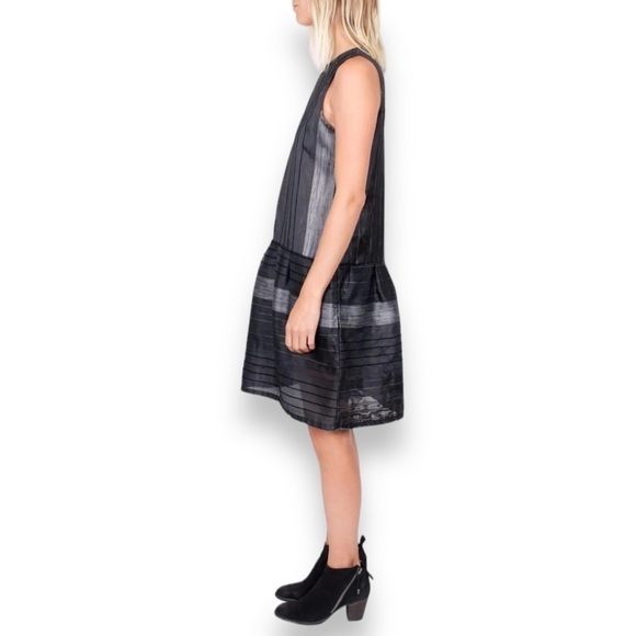 Ace & Jig Black Shadow/Metallic Silver Party Frock Sleeveless Knee Length Dress - Picture 12 of 16